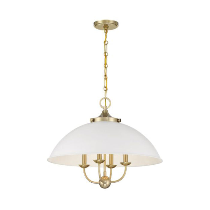 Savoy House 7-1725-4 Monterey 4-lt 22" Pendant - White and Warm Brass