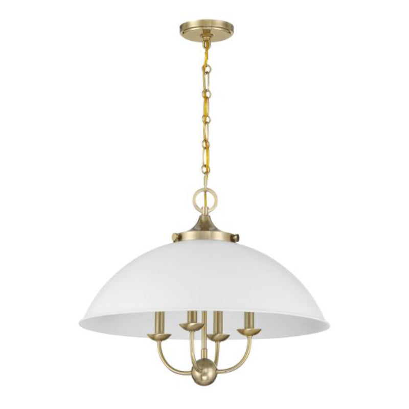 Savoy House 7-1725-4 Monterey 4-lt 22" Pendant - White and Warm Brass