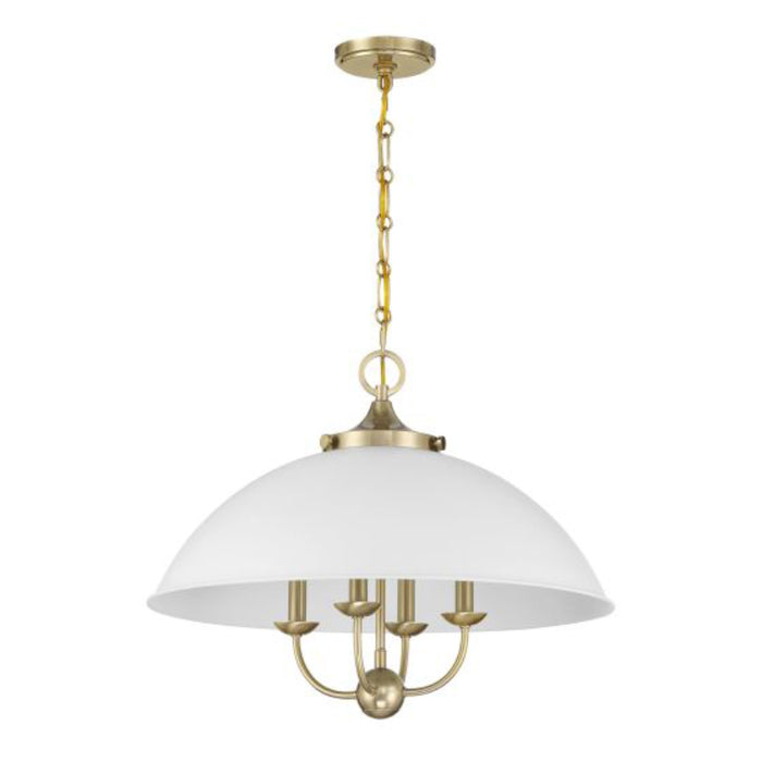 Savoy House 7-1725-4 Monterey 4-lt 22" Pendant - White and Warm Brass
