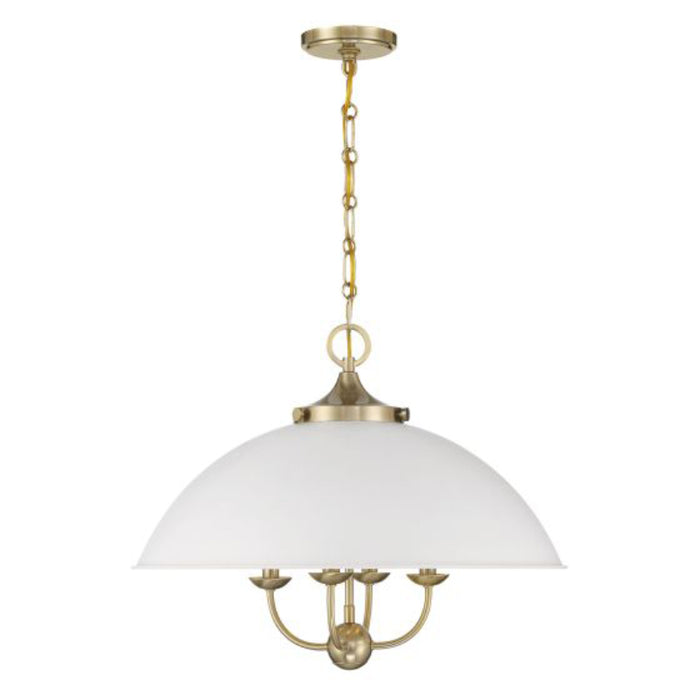 Savoy House 7-1725-4 Monterey 4-lt 22" Pendant - White and Warm Brass
