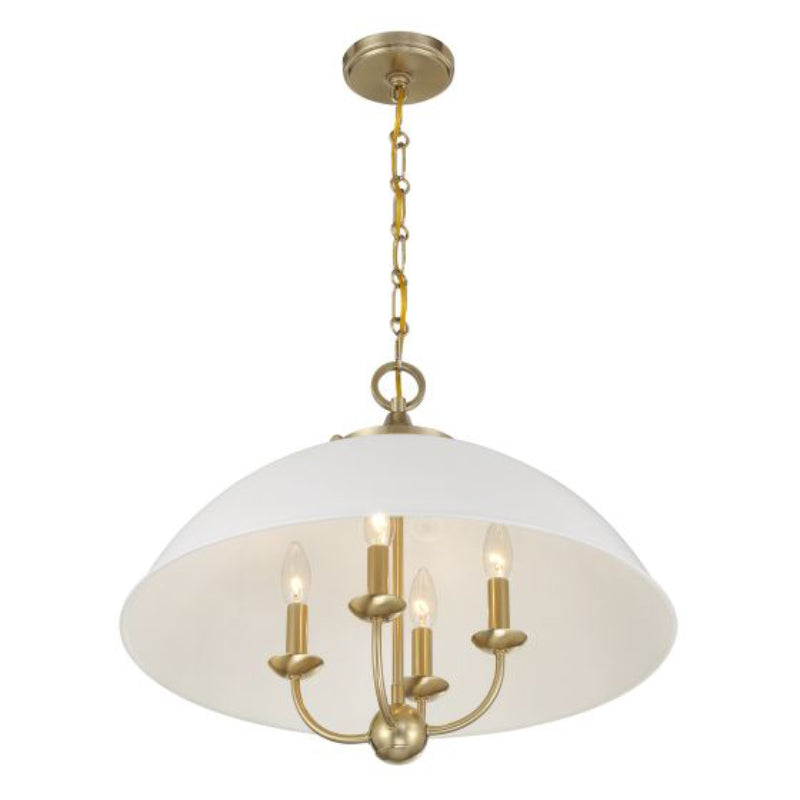 Savoy House 7-1725-4 Monterey 4-lt 22" Pendant - White and Warm Brass