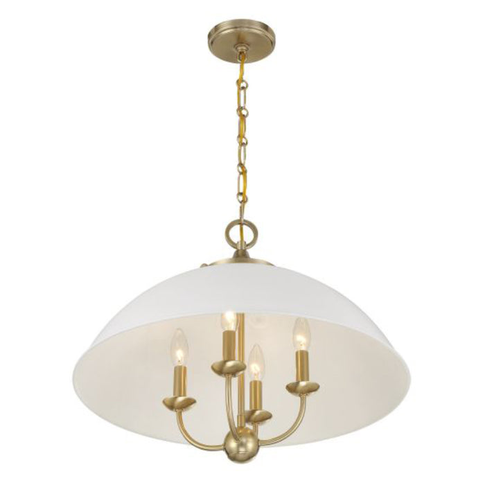 Savoy House 7-1725-4 Monterey 4-lt 22" Pendant - White and Warm Brass