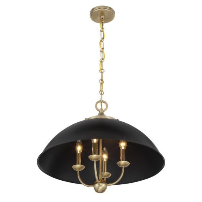 Savoy House 7-1725-4 Monterey 4-lt 22" Pendant - Matte Black and Warm Brass