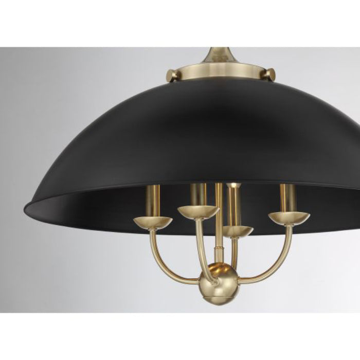 Savoy House 7-1725-4 Monterey 4-lt 22" Pendant - Matte Black and Warm Brass