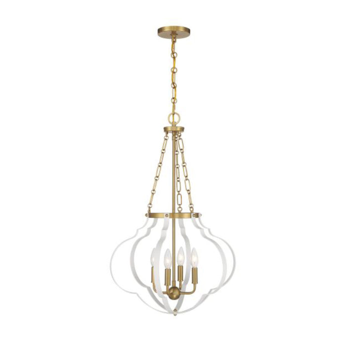 Savoy House 7-4866-4 Mercer 4-lt 20" Pendant - White and Warm Brass