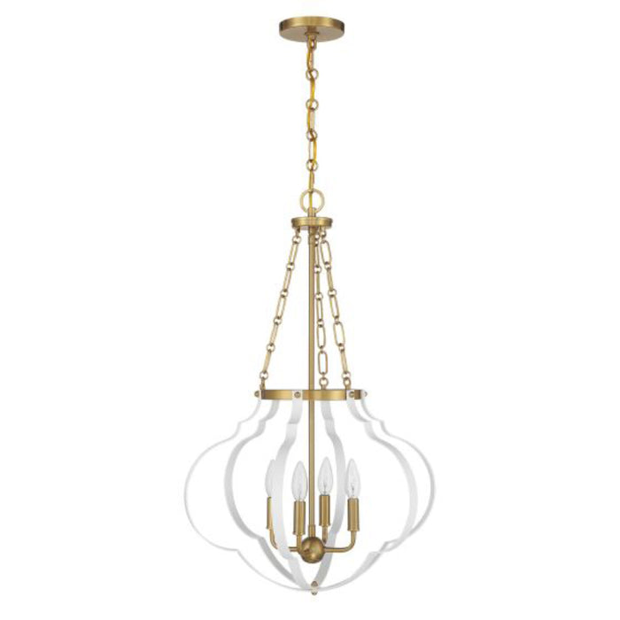 Savoy House 7-4866-4 Mercer 4-lt 20" Pendant - White and Warm Brass