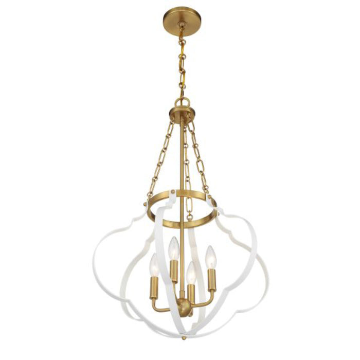 Savoy House 7-4866-4 Mercer 4-lt 20" Pendant - White and Warm Brass