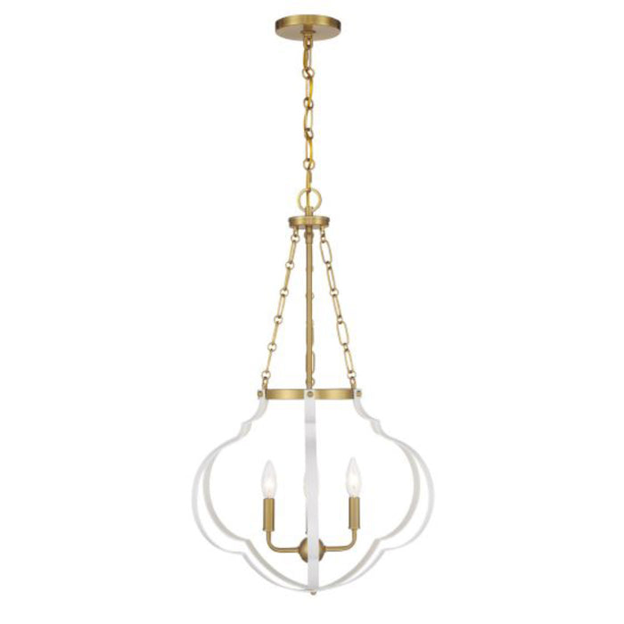 Savoy House 7-4866-4 Mercer 4-lt 20" Pendant - White and Warm Brass