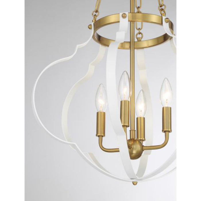 Savoy House 7-4866-4 Mercer 4-lt 20" Pendant - White and Warm Brass