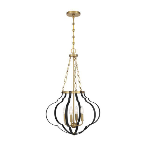 Savoy House 7-4866-4 Mercer 4-lt 20" Pendant - Matte Black and Warm Brass