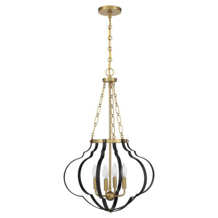 Savoy House 7-4866-4 Mercer 4-lt 20" Pendant - Matte Black and Warm Brass