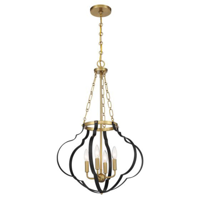 Savoy House 7-4866-4 Mercer 4-lt 20" Pendant - Matte Black and Warm Brass