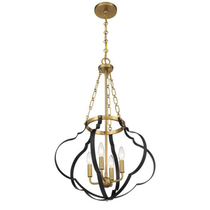 Savoy House 7-4866-4 Mercer 4-lt 20" Pendant - Matte Black and Warm Brass