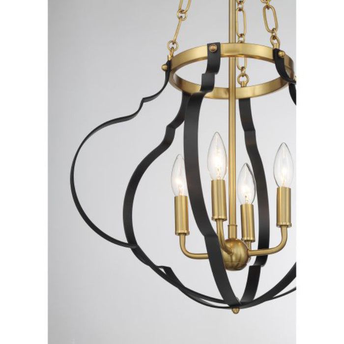 Savoy House 7-4866-4 Mercer 4-lt 20" Pendant - Matte Black and Warm Brass