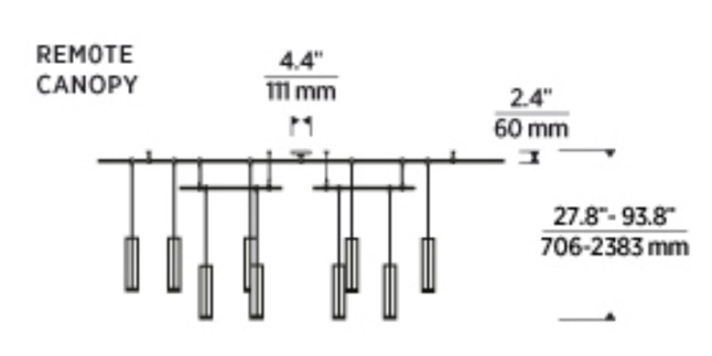 Tech 700BLKS9R-LED930R Blok 9-lt 96" LED Chandelier, Remote