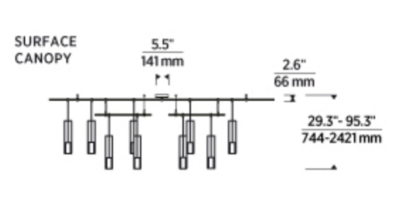 Tech 700CPT9R-LED930S Captra 9-lt 96" LED Chandelier, Surface