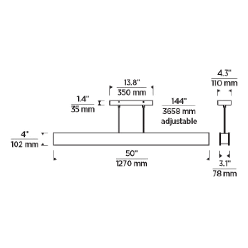Visual Comfort 700LSVAN-LED93 Vandor 50" LED Linear Suspension