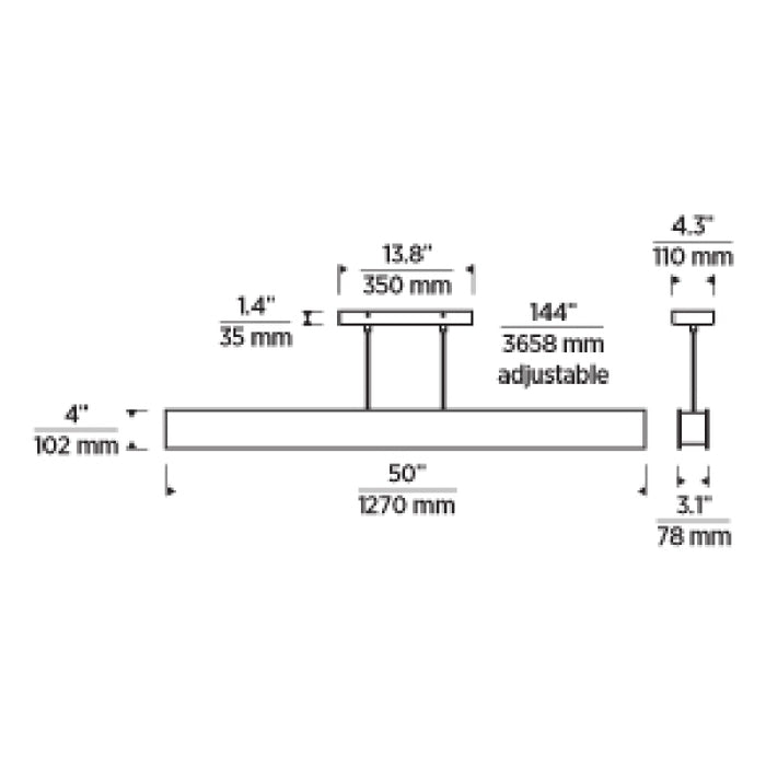 Visual Comfort 700LSVAN-LED93 Vandor 50" LED Linear Suspension