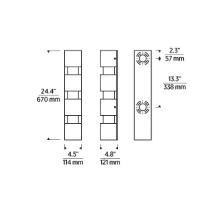 Tech 700OWSQGE92724 Leagan 1-lt 24" Tall LED Outdoor Wall Sconce