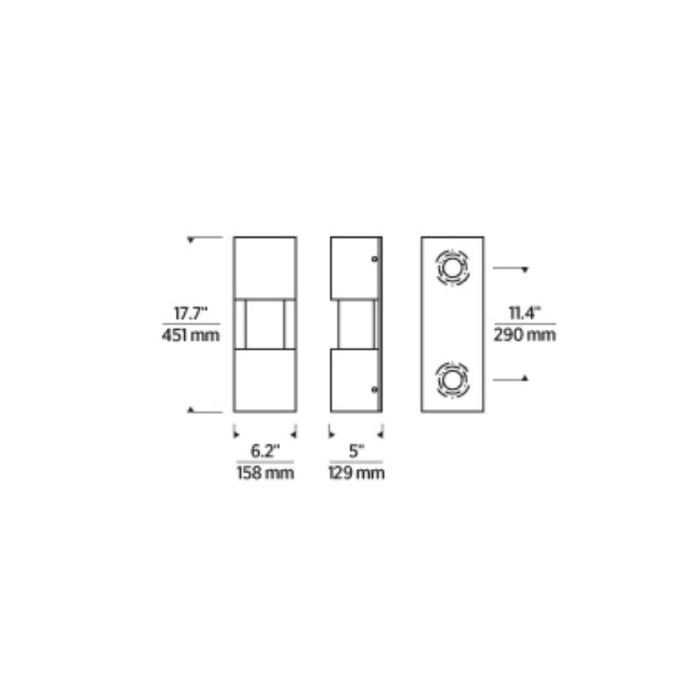 Tech 700OWSQGEW92717 Leagan 18" Tall LED Wall Sconce