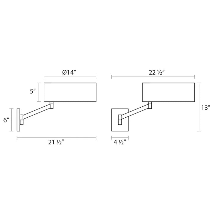 Sonneman 7080 Perch 1-lt 23" Swing Arm Wall Lamp