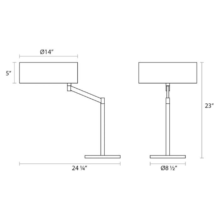 Sonneman 7082 Perch 1-lt 24" Swing Arm Table Lamp