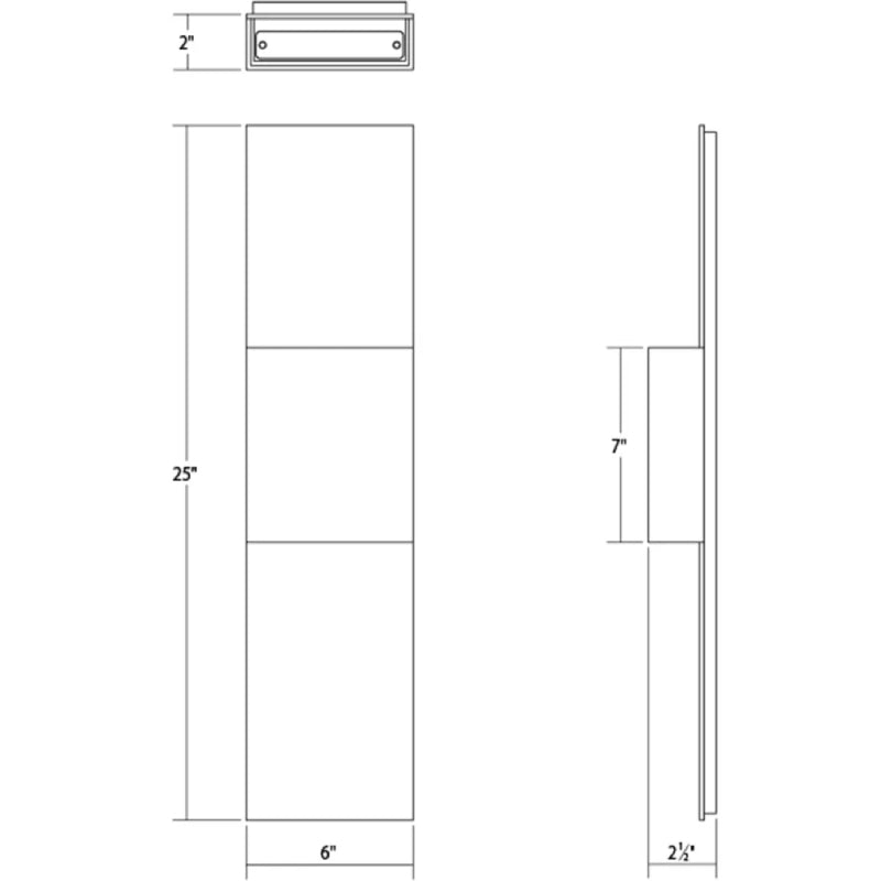 Sonneman 7108 Flat Box 2-lt 25" Tall Indoor/Outdoor LED Panel Sconce