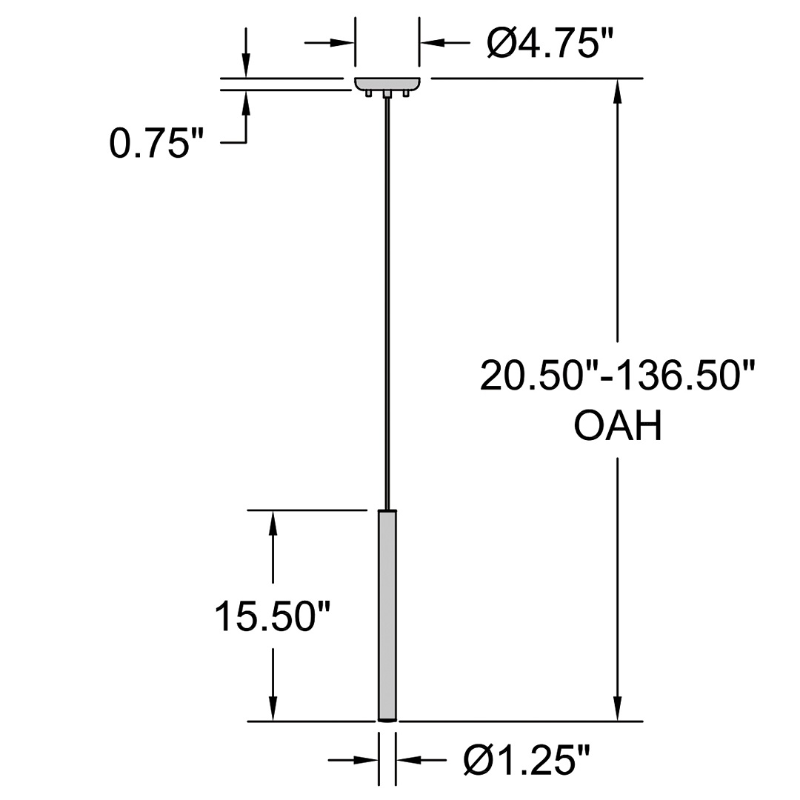 Access 72022 Pipeline 1-lt 1" LED Pendant