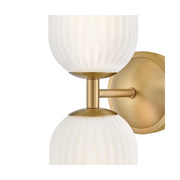 Hinkley 57472 Ava 2-lt 16" Tall LED Wall Sconce - Lacquered Brass/Cased Opal Ribbed Glass