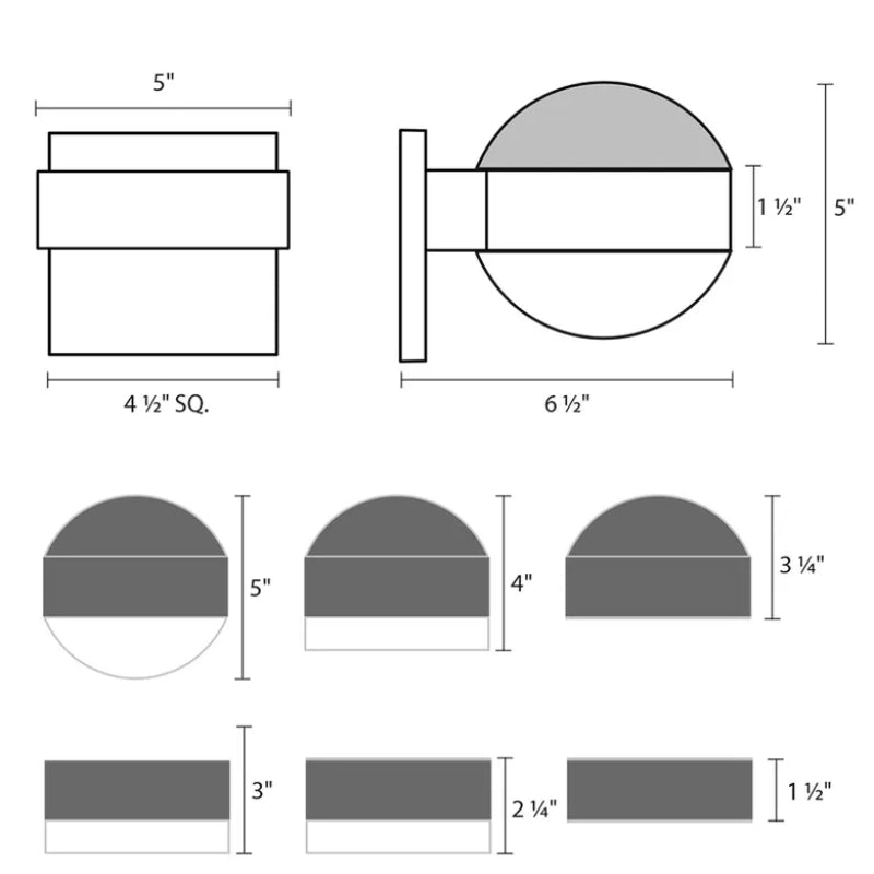 Sonneman 7300 Reals 5" Downlight LED Wall Sconce - Dome Cap / Dome Lens