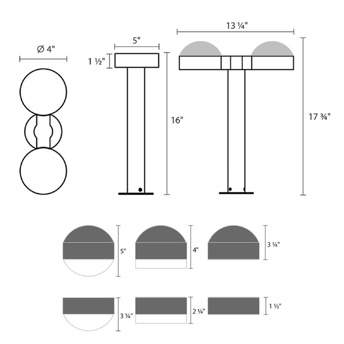 Sonneman 7306 Reals 16" Tall LED Double Bollard - Plate Cap / Lens