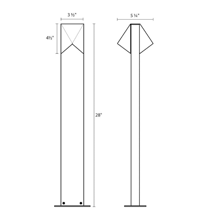 Sonneman 7327 Triform Compact 28" Tall LED Double Bollard