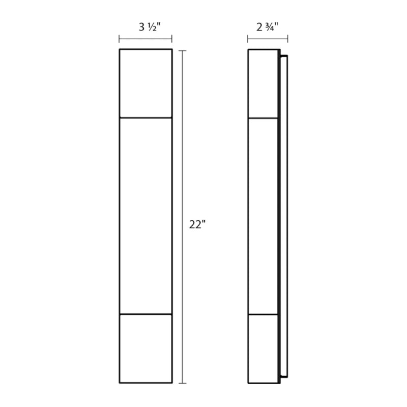 Sonneman 7352 Box Column 22" Tall LED Wall Sconce