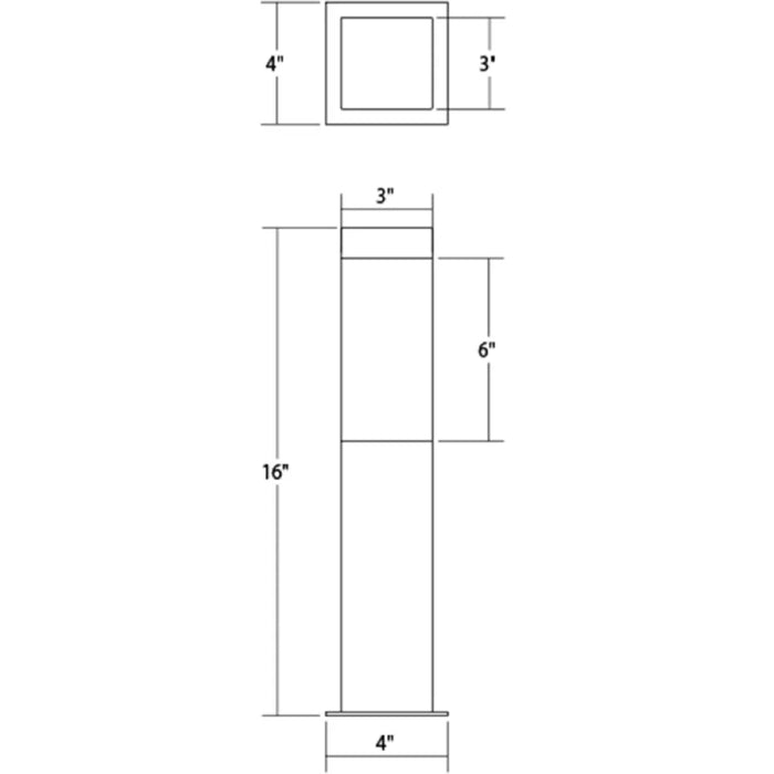 Sonneman 7381 Square Column 16" Tall Outdoor LED Bollard