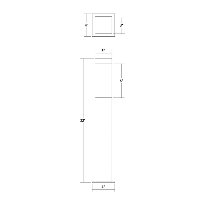 Sonneman 7382 Square Column 22" Tall Outdoor LED Bollard