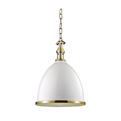 Hudson Valley 7714 Viceroy 1-lt 13" Pendant - White/aged Brass