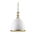 Hudson Valley 7714 Viceroy 1-lt 13" Pendant - White/aged Brass