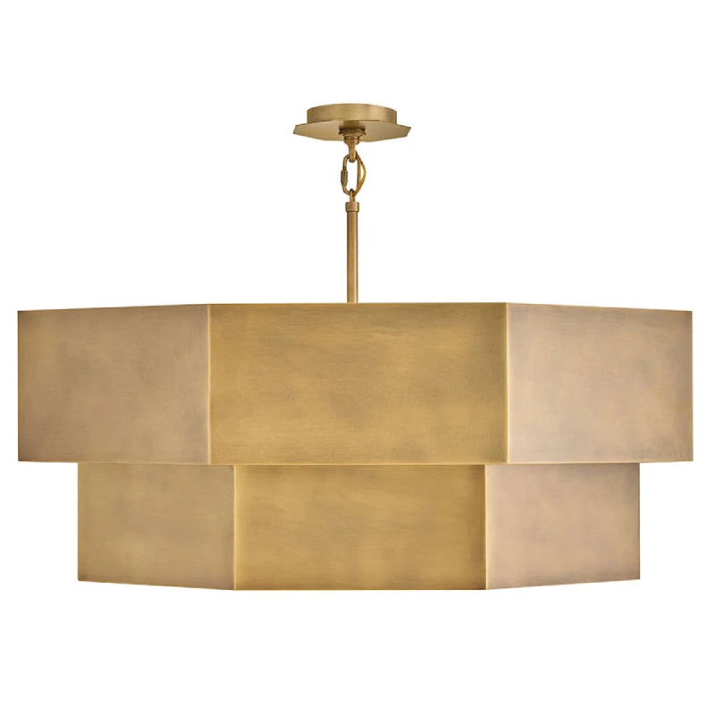 Hinkley 46995 Facet 12-lt 38" LED Chandelier - Heritage Brass