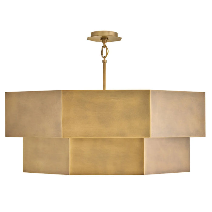 Hinkley 46995 Facet 12-lt 38" LED Chandelier - Heritage Brass