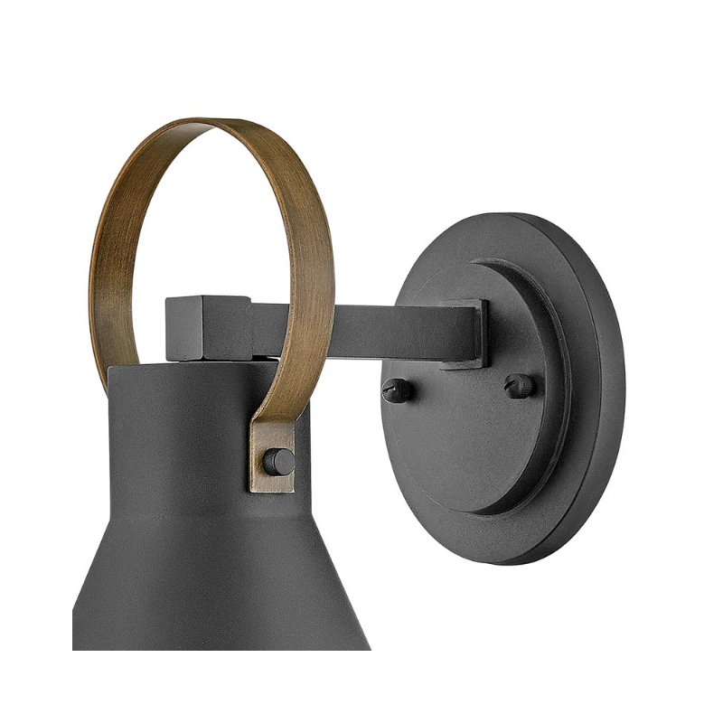 Hinkley 18874 Winnie 1-lt 17" Tall LED Outdoor Wall Mount Lantern - Museum Black with Brass accents