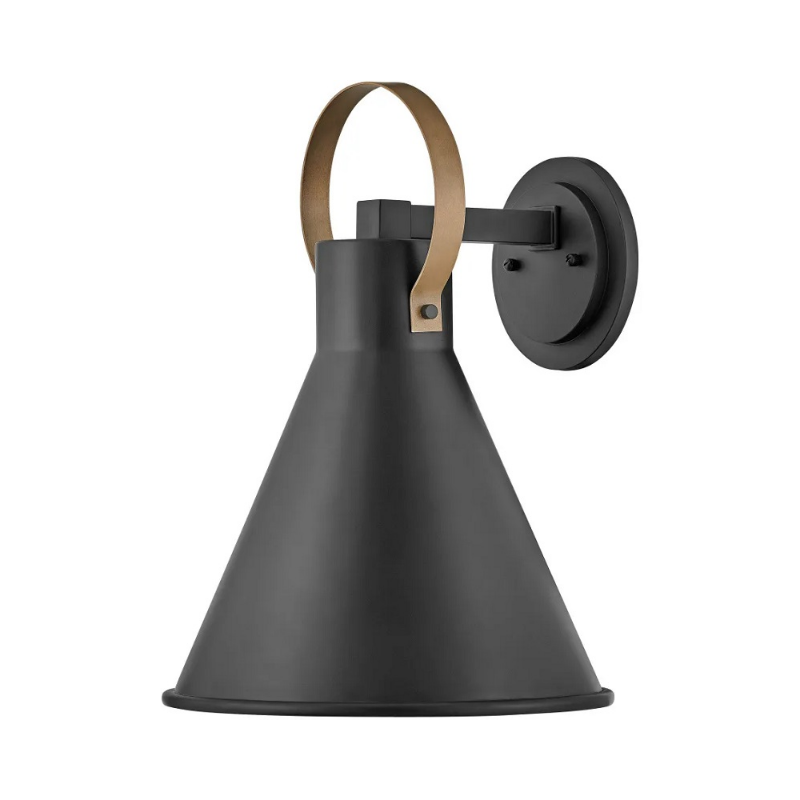 Hinkley 18874 Winnie 1-lt 17" Tall LED Outdoor Wall Mount Lantern - Museum Black with Brass accents