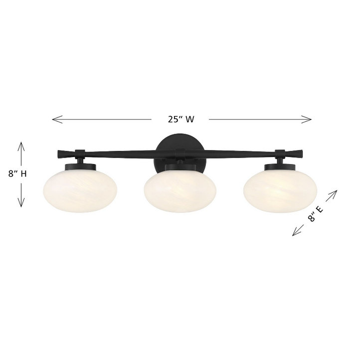 Savoy House 8-1050-3 Barrow 3-lt 25" Bathroom Vanity Light - Matte Black
