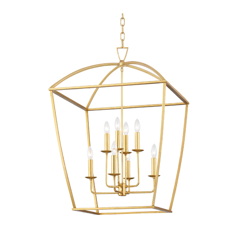 Hudson Valley 8324 Bryant 8-lt 24" Lantern Pendant-Gold Leaf