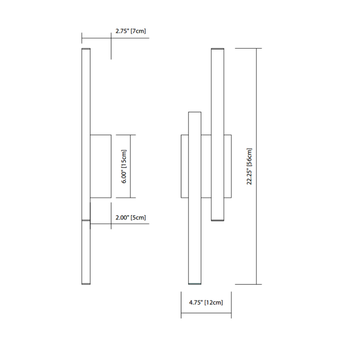 Elan 83702 Idril 2-lt 22" Tall LED Wall Sconce