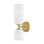 Hinkley 57472 Ava 2-lt 16" Tall LED Wall Sconce - Lacquered Brass/Cased Opal Ribbed Glass
