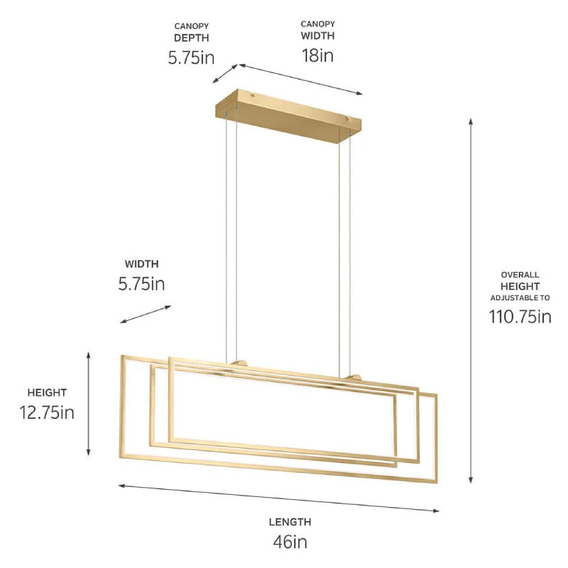 Elan 84331 Jestin 3-lt 46" LED Linear Chandelier