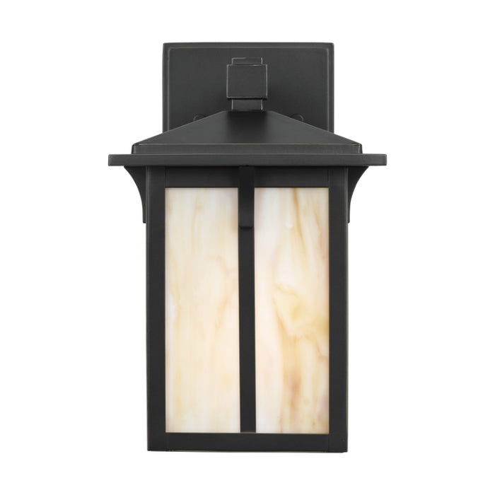 Generation 8552701 Tomek 1-lt 10" Tall Outdoor Wall Lantern - Antique Bronze/Champagne