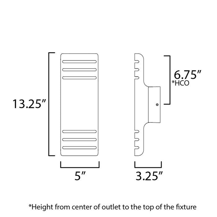 Maxim 86172 Lightray LED 2-lt 13" Tall LED Outdoor Wall Sconce