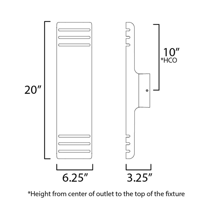 Maxim 86176 Lightray LED 2-lt 20" Tall LED Outdoor Wall Lamp