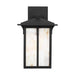 Generation 8652701 Tomek 1-lt 14" Tall Outdoor Wall Lantern - Black/Champagne